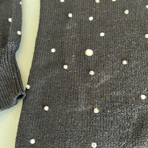 Vintage I. Magnin Black Knit Dress Rhinestones Large by Antonella Preve Midi - Picture 5 of 6